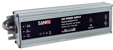 EGTDSFGJA Alimentatore LED Impermeabile da 12 Volt 12V DC 200W 16A IP67 220V AC-DC Driver del trasformatore di Illuminazione 12VDC Sottile Sottile Alluminio