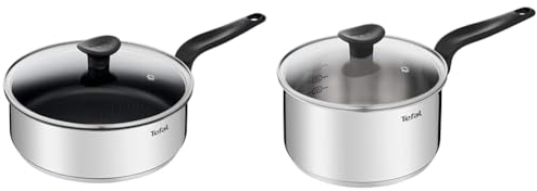 Tefal Primary sauteuse 24cm + couvercle verre, Garantie 10 ans, Acier inoxydable de première qualité & PRIMARY casserole inox 20 cm / 3 L + CV