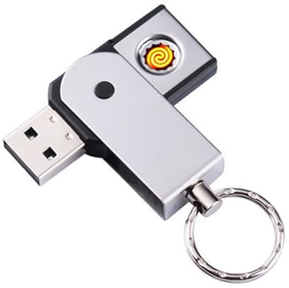 Briquet Porte-clés USB Coupe-Vent, Briquet électrique Vintage Rechargeable réglable en métal, Briquet à Arc Plasma sans Flamme Rechargeable par USB, Cadeaux pour Hommes et Femmes