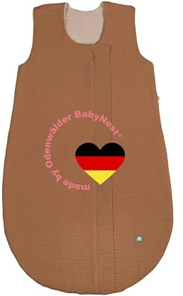 Odenwälder BabyNest Sommer-Schlafsack | Babyschlafsack ohne Ärmel | Kinderschlafsack ab 0 Monate | Sommerschlafsack atmungsaktiv & pflegeleicht | Baby-Schlafsack mit Reissverschlussschutz (391, 90)