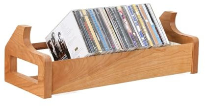 Wfxjyg2223 Record Player Stand Solid wood desktop CD storage display rack CD rack Blu-ray disc DVD disc collection rack Record Stand for Music room(B)