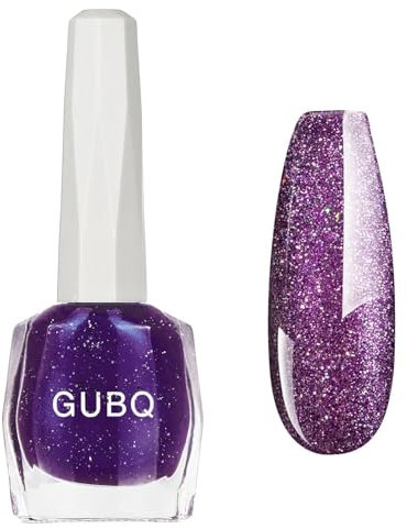 Glitter Nail Polish - Flash Purple Nail Varnish - Shimmering Quick Drying Nail Paint - Charm Purple Glimmer Color - No Need Cure Long Lasting