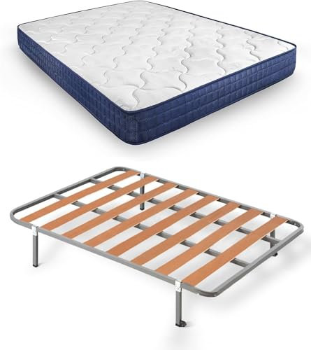 HOGAR24 ES - Cama Completa con Somier Básico de Láminas y Colchón Relax Edition con Tratamiento Aloe Vera - Medida: 80x190 cm