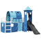 vidaXL Kinderhochbett mit Turm, Hochbett mit Rausfallschutz, Kinderbett mit Leiter Rutsche, Spielbett Etagenbett, Blau 90x200cm Massivholz Kiefer