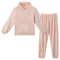 LACOFIA Pigiami in Pile Due Pezzi da Donna Pigiama Set Invernale con Cappuccio Abbigliamento Caldo da Notte a Maniche Lunghe Adulto Pigiama di Coppia Rosa Chiaro XL