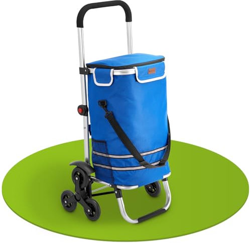 Juskys 3in1 Einkaufstrolley für Treppen - 56 L, modern & klappbar - Treppensteiger Trolley zum Shopping - Sackkarre & Tasche - Trolli Dunkelblau