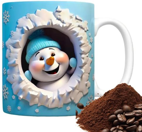 Uoqpty Taza de café de muñeco de nieve, tazas de Navidad,Tazas de café para hombres - Taza de beber navideña con diseño de muñeco de nieve, tazas de café únicas para bar restaurante, cerveza, té