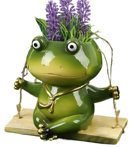 Macetero de animales, macetas pequeñas para suculentas, macetas de resina de rana - Linda maceta multifuncional para plantas suculentas para patio, alféizar de ventana, balcón
