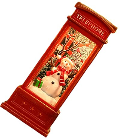 Schneekugel Laterne, Weihnachts Telefonzelle leuchtendes Weihnachtsornament glitzernde Schneekugel Laterne Heimdekoration für Bar und KTV Dekoration