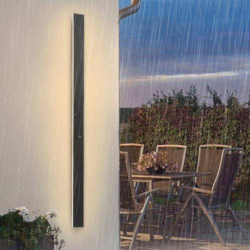 120CM LED Wandleuchte Aussen Lange Wandlampe Schwarz Ip65 3000K | Außenleuchte Außenwandleuchten Hauswand Wasserdicht Outdoor Wand Lampe Terrasse Gärten, Villa , Warmes Licht Anthrazit Innen