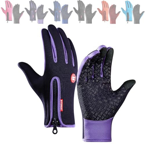 Clgorm Frostfit - Thermo Handschuhe,Thermohandschuhe Herren Damen Frostfit 2.0, Thermo Handschuhe Fahrrad Mit Wasserabweisender Beschichtung Und Touchscreen-Funktion Für Jedes Abenteuer (Lila, M)