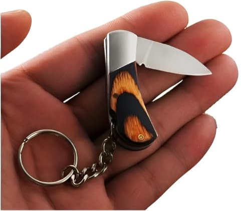 al badil Couteau Pliant de Poche, Manche en Bois et Lame en Acier Inoxydable, Couteau Porte-Clés, l’outil idéal toujours à portée de main