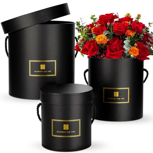 3er Set Aufbewahrungsbox Geschenkbox mit Deckel Geschenkschachtel Karton | Geschenkboxen Round aus Karton Geschenkkarton für Hochzeit Geburtstag Geschenkverpackung Muttertagsgeschenk