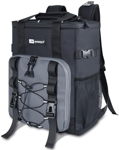 Nevera Mochila 20 L Mochila Grande Plegable, 24 Latas, Gran Mochila Térmica, Mochila Aislada con Compartimento Nevera, Mochila de Compras para Playa/Picnic/Camping/Barbacoa/Excursión