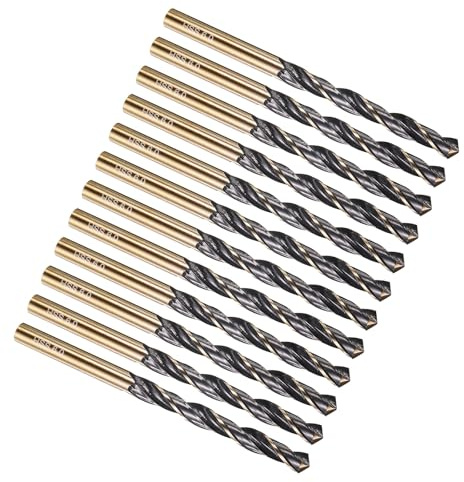 PATIKIL 6mm Drill Bit M2 High-Speed Steel 118° for Metal 12 Pack | Jobber Straight Shank 118° Nitriding Black and Gold Finish for Stainless Steel Hard Metal