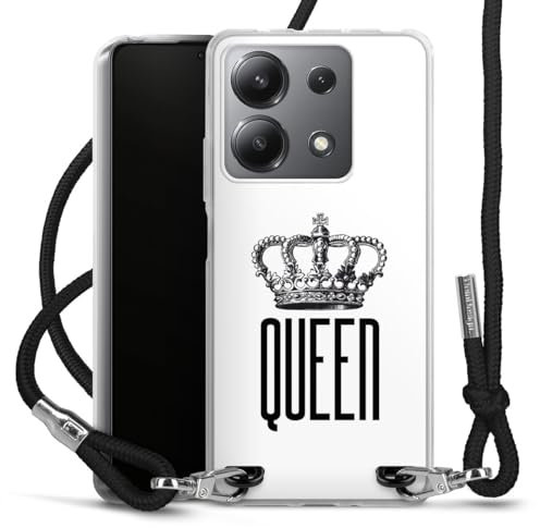 Carry Case kompatibel mit Xiaomi Redmi Note 13 5G Hülle mit Band Handykette zum Umhängen schwarz Queen Königin Krone