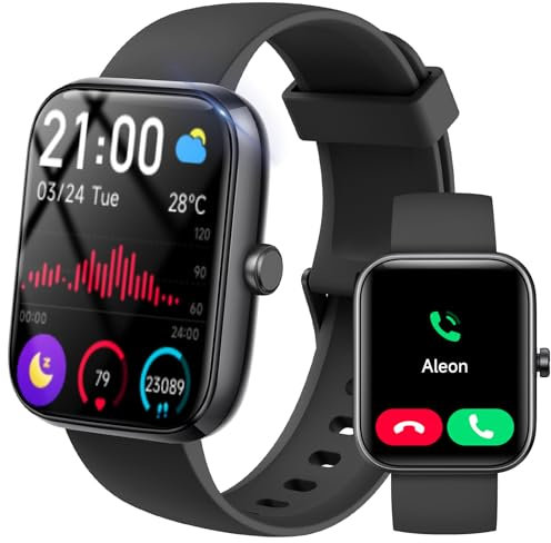Smartwatch Donna Uomo con Chiamate Bluetooth, 1.83'' Orologio Impermeabile IP68, 110+ Modalità Sportive, Monitoraggio Frequenza Cardiaca SpO2 Sonno, Notifiche WhatsApp, Compatibile con Android iOS BK