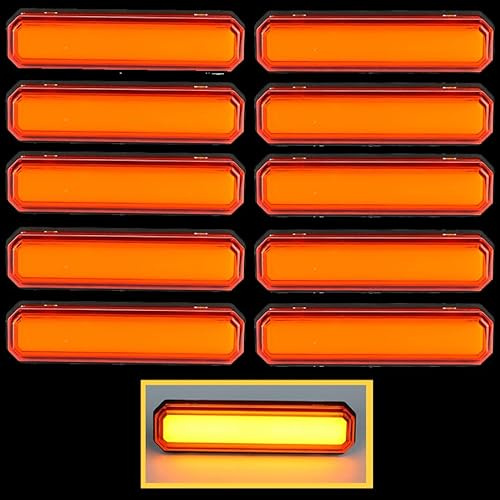 Generisch 10x NEON Gelb Begrenzungsleuchten Seitenmarkierungsleuchten 12V 24V Positionsleuchten für LKW, Anhänger, Wohnmobil, Wohnmobil, Pickup, Traktor, LKW, SUV, Boot