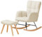 COMHOMA Schaukelstuhl mit Hocker, Relaxsessel, Ohrensessel aus Teddy-Plüsch Schaukelsessel, bis 150 kg belastbar, sonnenliege gartenliege für Schlafzimmer, Wohnzimmer, Stilvolles Design Beige