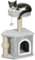 PawHut Rascador para Gatos Altura 66 cm Árbol para Gatos Torre de Escalada con Cama Cueva Plataforma Bola Colgante y Poste de Yute Gris Claro
