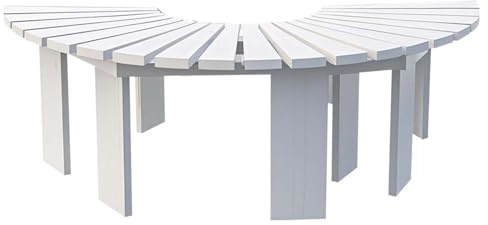 Yopappol Robuste Parkbank, rückenfreier Sitzstuhl aus Holzbaumbank für den Außenbereich, halbrunde, runde Bänke für Garten, Rasen, Terrasse, Veranda, Hof(Half Round)