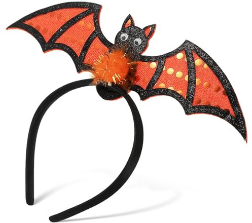 Garneck Diadème de chauve-souris pour Halloween, bandeau de fête, diadème de maquillage original, accessoire de costume dHalloween, multicolore, 27 x 19,7 cm