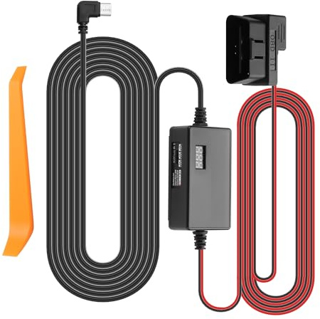 GINTOOYUN OBD zu USB-C Hardwire Kit mit Display OBD 3-Pin männlich zu 90 Grad USB-C männlicher Stecker Dash Kamera Spannungsreduktion Hardwire Kit Ladekabel (10,17 FT)