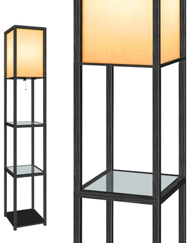 OUTON Stehlampe mit Glasablagen, 3000K-6000K Farbtemperaturen, Schwarz