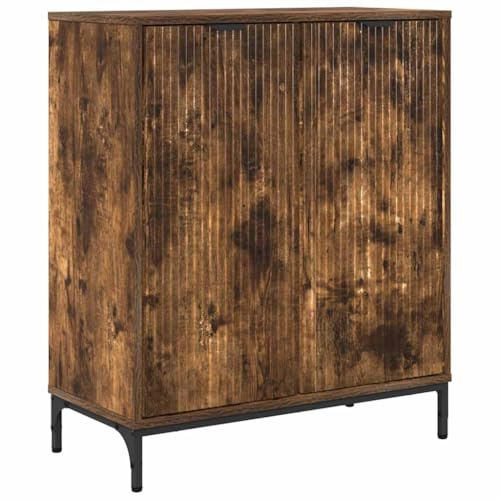 vidaXL Sideboard Smoked Oak 69.5 x 33 x 82 cm Engineered Wood, Dining Room Storage, Rectangular Sideboard, Engineered Wood, Hinge Door, Compact Solution, Modern Home Organizer, Metal Legs