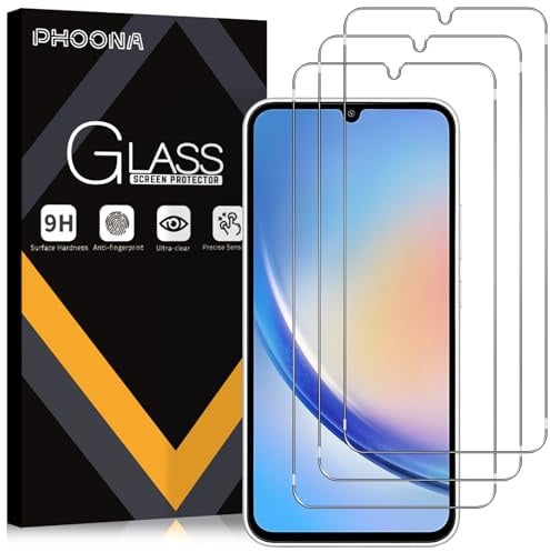 Phoona 3 Stück Schutzfolie für Samsung Galaxy A34 5G, Panzer Schutz Glas 9H Härte, 0.33mm HD Displayschutzfolie, Ultra-klar für Samsung A34 5G für Panzerglas, Full Screen Stoßfest Kratzfest