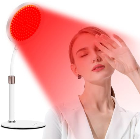 Relhafethy Infrared Light Lamp with Base, 660&850 Red Light Lamp with 10/30/45 Mins Timer, Flexible Gooseneck Design, 100LEDs Red LED Lights for Home/Office Use