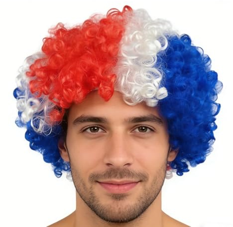 Schottisches Rugby-Zubehör-Set für Erwachsene, Sechs-Nationen-Perücke, England-Afro-Perücke, Flagge, Afro-Perücke, Herren und Damen, Rugby-Sport-Team-Fans, Kostümzubehör-Set (rot)