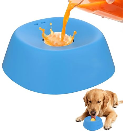 Cuenco para Perros Alimentador Lento con Bola Rodante, Plato Interactivo para Lamidos Líquidos, Comida Húmeda, Agua y Premios, Ideal para Perros y Gatos de Razas Grandes, Medianas y Pequeñas