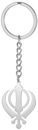 EUEAVAN Khanda Sikh-Schwert-Symbol, Schlüsselanhänger, Sikh-Kara-Scheibe, Sikhismus, religiöser Schmuck, Punjabi-Schwert-Amulett, Geschenk