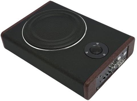 MIKIYUEER 600W 8 Active Underseat Subwoofer, Slim Car Audio Bass Box with Built-in Amplifier und 2 Tweeter, 12V Enclosed Car Speaker System for Car and Van, Black