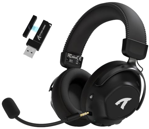 ATTACK SHARK L50PRO 3-Mode 53mm Wireless 7.1 Gaming Headset, AI Mic - Black | 53mm Bio-Drivers, 7.1 Surround, 2.4G/BT5.3/Wired for PC/PS/Switch, 64H Playtime, Lightweight Metal Frame, Detachable 360° Mic