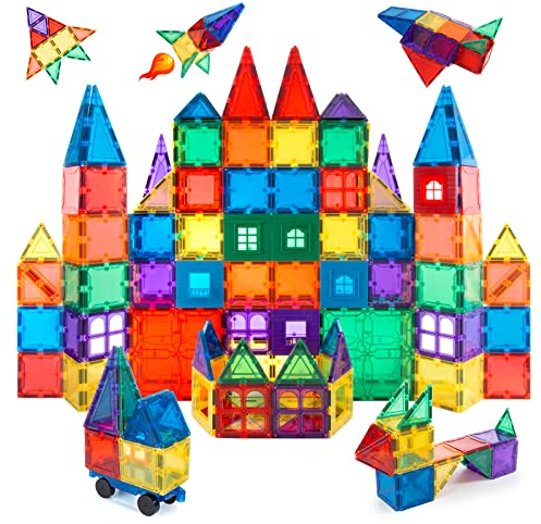 ChildreN HUB 60pcs Magnetic Building Blocks Set - Construction Kit Educational STEM Toys For Kids (Stronger Magnets)