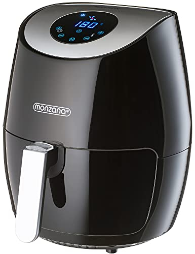 Monzana Heißluftfritteuse Friteuse Fritteuse + Rezeptheft 1500W 3,6 Liter Touch-Display 9-in-1 schwarz