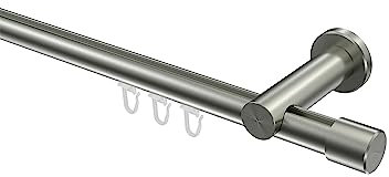 Interdeco Edelstahl Optik Innenlauf Gardinenstange 20 mm Ø Platon Santo, 140 cm