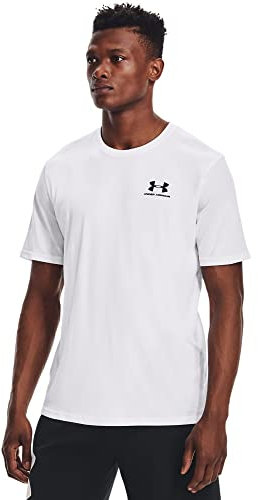 Under Armour Men's Sportstyle Left Chest Short-sleeve T-shirt Short Sleeve, White (100)/Black, L Tall