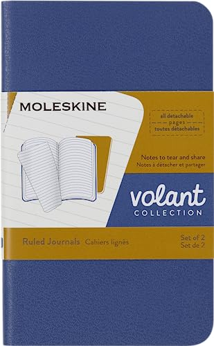 Moleskine Volant Notizhefte (liniert, Soft Cover, X-Small) 2er-Set Vergissmeinnicht Blau, Bernsteingelb