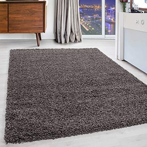 Carpettex Hochflor Teppich Wohnzimmer Shaggy Flokati Teppich Modern Einfarbig 80 x 150 cm Flur Teppich Läufer Taupe - Teppich Bettvorleger Schlafzimmer Weich Flauschig Waschbar Küchenläufer