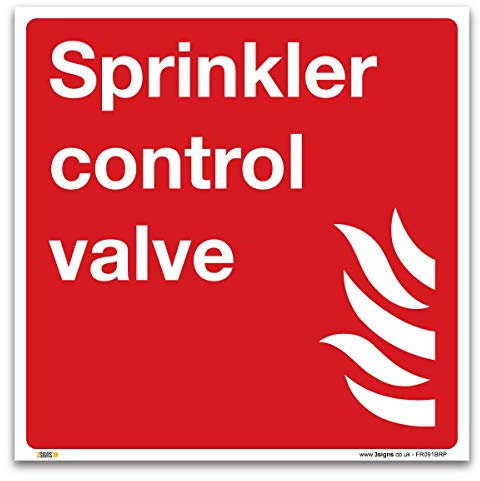 Sprinkler control valve Sign - 100x100mm 1mm Rigid Plastic - Fire Action Safety Signs