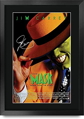 HWC Trading The Mask A3 Enmarcado Regalo De Visualización De Fotos De Impresión De Imagen Impresa Autógrafo Firmado Por Jim Carrey Ventiladores Del Cartel De Película