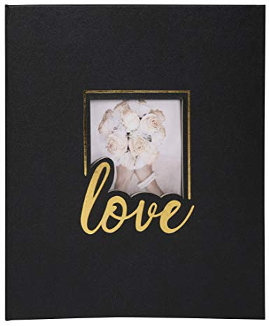 Exacompta 16506E Premium Fotoalbum Love mit 60 schwarzen Seiten, perfekt für Ihre Fotos zum selbstgestalten Fotobuch schwarz