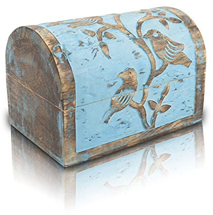 Tolle Geburtstagsgeschenkideen, handgefertigt, dekoratives Schmuckkästchen aus Holz, für Schmuck, Andenken, Schatztruhe, Schmuckhalter, Uhrenschloss, Einweihungsgeschenke, Männer und Frauen (Blue)