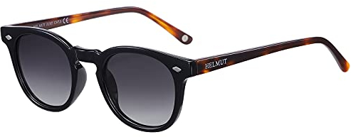 H HELMUT JUST Sonnenbrille Herren Damen Polarisiert Linse, Rund Vintage Leichter TR90 Rahmen Acetatbügel