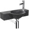 Differnz Teti Waschbecken - Waschtisch Schwarz Naturstein - Gerade Armatur Chrom - Komplettset - 40 x 23 x 8 cm