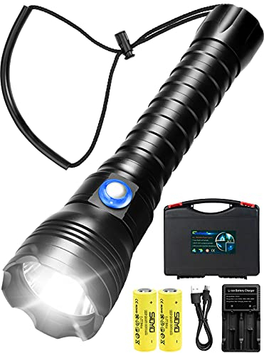 Siuyiu Scuba Tauchlampen, 6000 Lumen Unterwasser-Taschenlampe, Tiefste 150m IPX68 Wasserdicht, Lichtstarke XHP70 LED-Taschenlampe