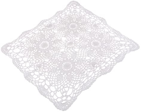 Perfeclan Centrino Quadrato in Pizzo all'Uncinetto Bianco Cotone 40x40cm